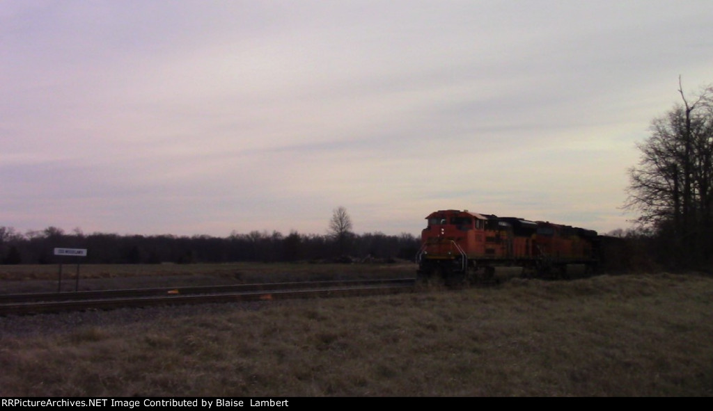 BNSF coal train tied down